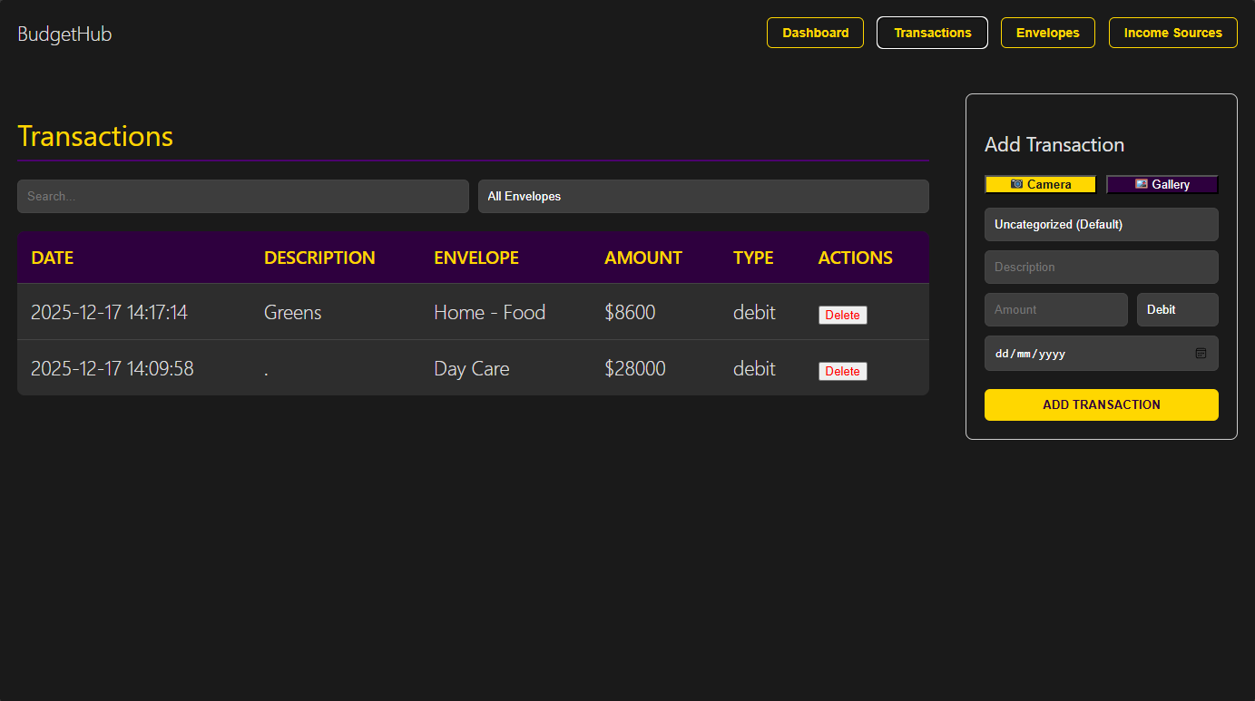BudgetHub Transactions